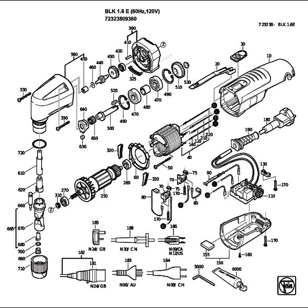 قیچی ورق بر فاین مدل BLK 1.6E تا ضخامت 1.6 میلیمتر کد 72323860000