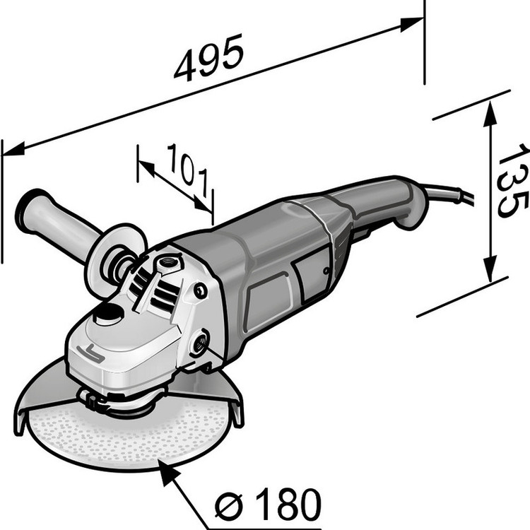 سنگ فرز فلکس مدل L 21-8 180 ابعاد